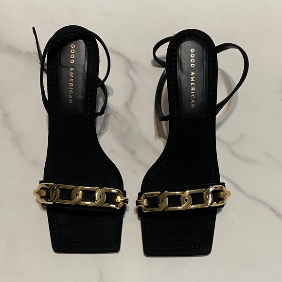 Good American Black Heels with Gold Accent - Picture 8 of 9